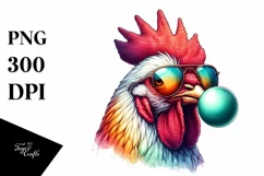 Colorful Chicken Portrait Sublimation Clipart Product Image 1