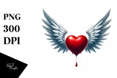 Simple Digital Painting Heart Wings PNG Product Image 1