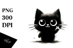 Washed Funny Black Cat PNG Product Image 1