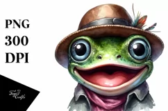 Watercolor Frog with Big Eyes Clipart Product Image 1