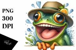 Watercolor Frog with Big Eyes Clipart Product Image 1