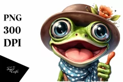 Watercolor Frog with Big Eyes Clipart Product Image 3