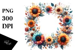 Colorful Sunflower Abstract Frame | Sublimation Clipart Product Image 3