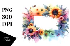 Colorful Sunflower Abstract Frame | Sublimation Clipart Product Image 3