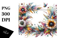 Colorful Sunflower Abstract Frame | Sublimation Clipart Product Image 1