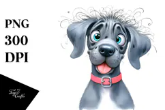 Cute Cartoon Great Dane with Big Eyes PNG Product Image 1