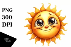 Simple Funny Sun with Big Eyes, Transparent PNG Product Image 3