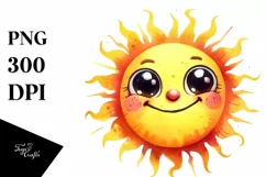 Simple Funny Sun with Big Eyes, Transparent PNG Product Image 3