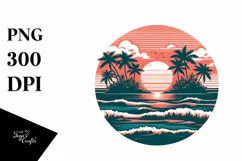 Vintage Tropical Island Sunset | Sublimation | Clipart Product Image 3