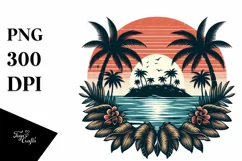 Vintage Tropical Island Sunset | Sublimation | Clipart Product Image 3