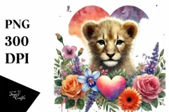 Pastel Baby Lion with Heart PNG Product Image 1