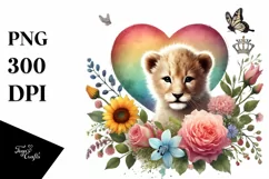 Pastel Baby Lion with Heart PNG Product Image 1