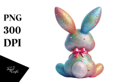 Colorful Bunny with Bow PNG Product Image 1