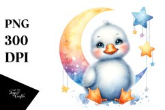 Colorful Baby Snow Goose with Moon | Clipart Product Image 3
