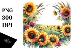 Vibrant Drawing of Moon and Stars with Flowers PNG Product Image 1