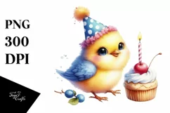 Cute High-Details Bird with Party Hat PNG Product Image 1