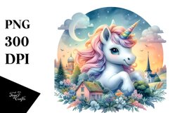 Baby Unicorn in Swedish Countryside PNG Product Image 1
