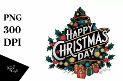 Retro Happy Christmas Day Png Product Image 5