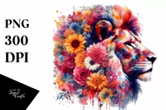 Retro Vibrant Lion Half Flowers | Clipart Product Image 3