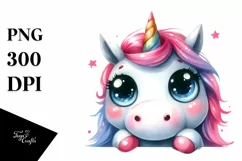 Expressive Unicorn with Big Eyes PNG Product Image 3