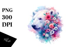 Floral Polar Bear Sublimation Clipart Product Image 3