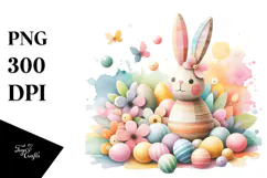 Colorful Pastel Bunny Made of Wood Title Product Image 1