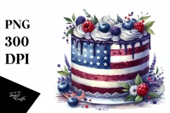 Vintage Cake in USA Flag Colors | Sublimation Clipart Product Image 3