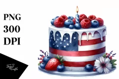 Vintage Cake in USA Flag Colors | Sublimation Clipart Product Image 1