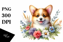 Colorful Pembroke Welsh Corgi Drawing | Sublimation Clipart Product Image 1