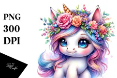 Cute Baby Unicorn Playing PNG Product Image 1
