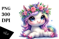 Cute Baby Unicorn Playing PNG Product Image 1