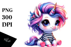 Cute Baby Unicorn in Style PNG Product Image 1