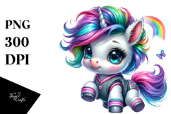 Cute Baby Unicorn in Style PNG Product Image 1