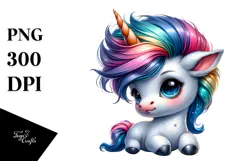 Cute Baby Unicorn in Style PNG Product Image 1