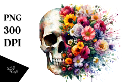 Skull with Spring Flowers PNG Product Image 1