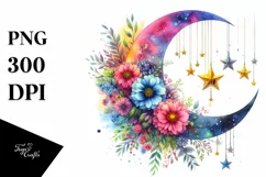 Vibrant Half Moon with Hanging Stars and Flowers, Product Image 3