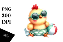 Cute Baby Chicken in Beachwear Product Image 1