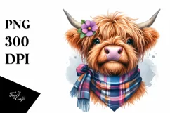 Cow Bored Highland Cow Flower | Clipart Product Image 3