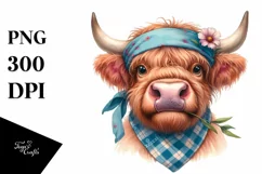 Cow Bored Highland Cow Flower | Clipart Product Image 3