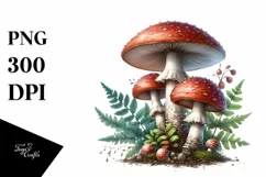 Detailed Mushroom Watercolor Splash PNG Product Image 3