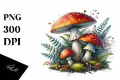 Detailed Mushroom Watercolor Splash PNG Product Image 3