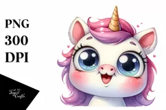 Expressive Baby Face Unicorn PNG Product Image 1