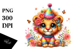 Colorful Baby Lion PNG Product Image 1