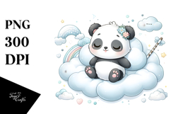 Cute Baby Panda Sleeping on Cloud | Sublimation | Clipart Product Image 1