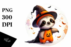 Simple Halloween Sloth on Moon, Cute PNG Product Image 3