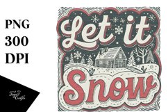 Retro Let It Snow Christmas Png Product Image 5