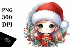 Cute Santa Hat Snowy Scene PNG Product Image 1