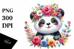 Vibrant Panda with Flower Crown PNG Product Image 3