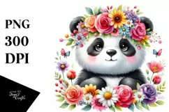 Vibrant Panda with Flower Crown PNG Product Image 3