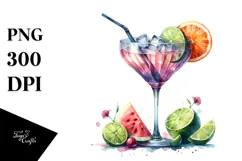Whimsical Watercolor Gnome Drinking Cocktail PNG Product Image 1